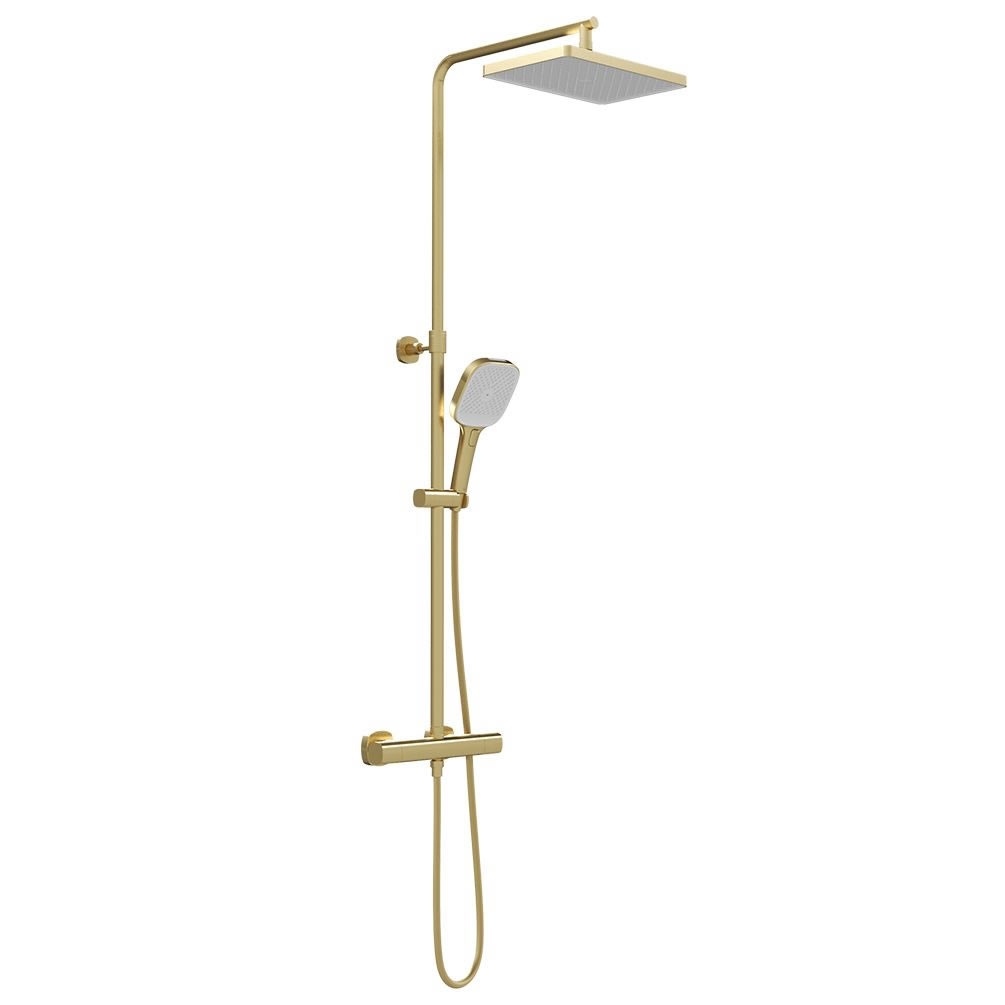 Vado Cameo Satin Brass Wall Mounted Thermostatic Exposed Shower Bar Valve